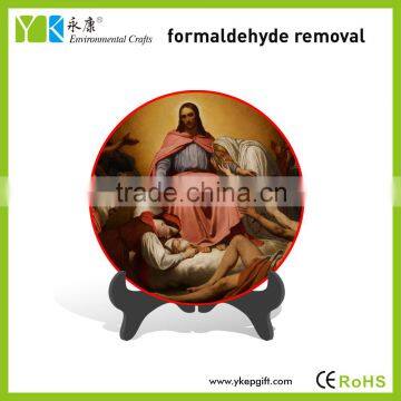 Environmental protection Jesus painted round shape plate color spray religious home decor,souvenirs,business gift