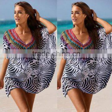 JPSKIRT1605462 Elegant Cute Girls Leopard Chiffon Beach Shirt