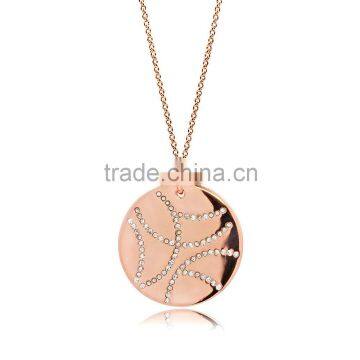 14K Rose Gold Plate with Genuine Crystal Stone Wind Pattern in 925 Silver/Brass Customize Design