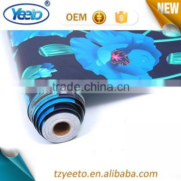 Roll Wrapping Blue Flower Printing Dining Room PVC Self Adhesive Foil