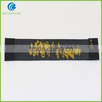 2016 High Density Damask Woven Label End Fold Soft Material Black Main Label For Clothing photo-4