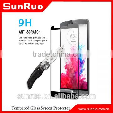 Full cover black color tempered glass screen protector for lg g3