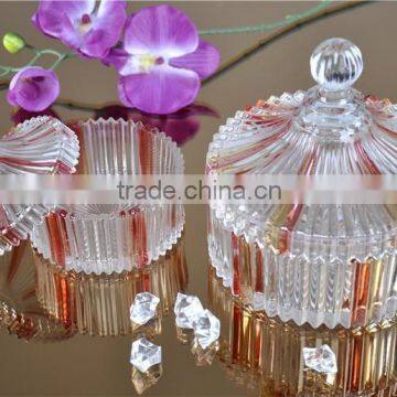 colored spray glass sugar bowl with lid for wholesale