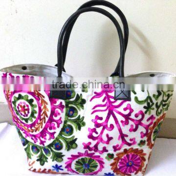 Trendy Suzani embroidery beautiful tote bags