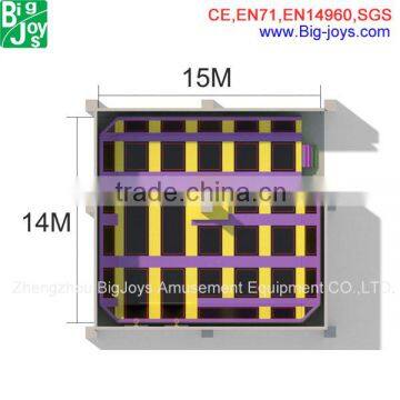 Custom size exciting kids amusement outdoor trampoline park for kids jumping