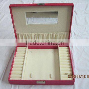 HOT!!! PU leather Jewelry box with mirror inside