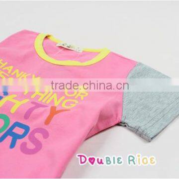 Wholesale top quality pink 100% cotton printed t shirt for kids