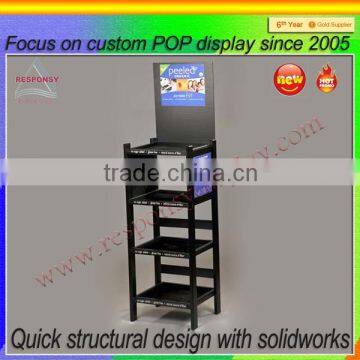 Custom multi tier retail store wood display shelf