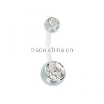 CZ Bioplast Double Jeweled Flexible Belly Button Rings