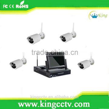 wireless CCTV System 4ch 10 inch Wireless NVR Kits Built-in LCD Monitor Outdoor Surveillance System