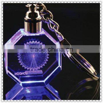 Hotsell LED 3D Sky Wheel Crystal Keychain For Valentine's Day Souvenior