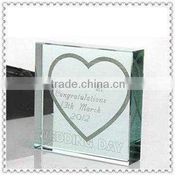 Engraving Jade Square Glass Block For Wedding Gifts