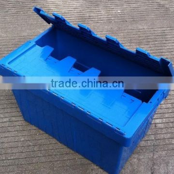 Hot Sale 44L/50L Stackable Plastic Moving Boxes Sale,Hinged Lid Plastic Storage Box,Plastic Box With Hinged Lid