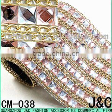 Aluminum Chain with Glass Stone Adhesive Mesh