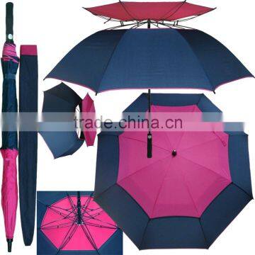 2016 big golf size double canopy reversible windbreaker umbrella