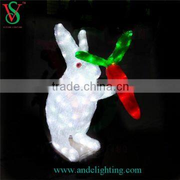 Factory wholesale 3D rabbit led sculpture motif light for holiday decoration