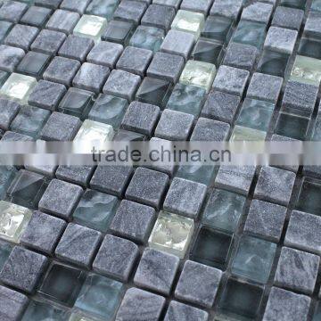 LYY Islamic grey crystal marble mosaic tile silver leaf glass mosaic tile for swimming pool tile