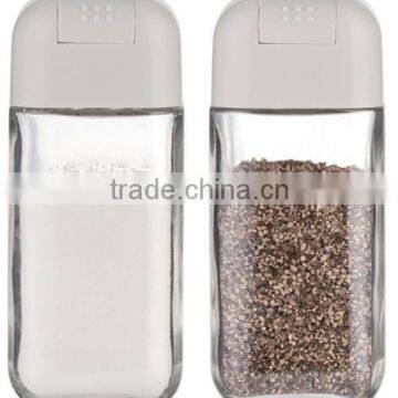 SINOGLASS 90ml space saving Unscrew square round design glass spice jar