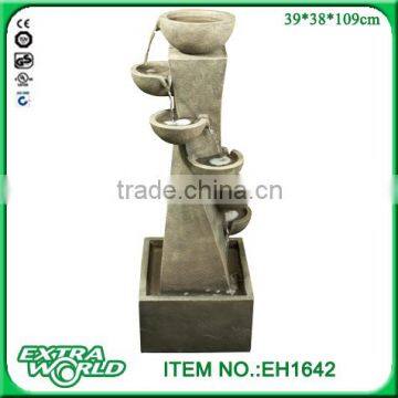 43 Inch Twisted Ladder-shaped Pillars Seven Bowl Fiberglass Fountain