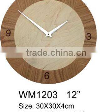 12 inch round simple home decor mdf wall clock