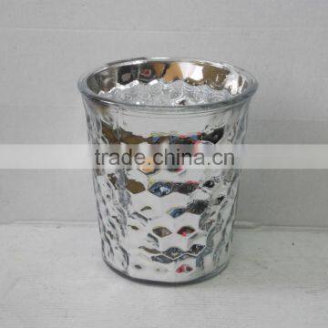 mini wide mouth glass diamond eletroplating silver vase with more style