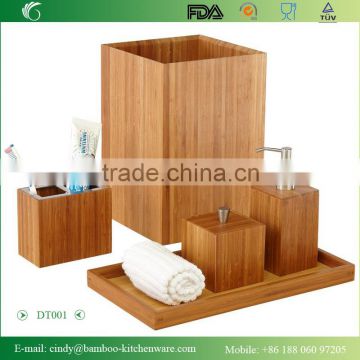 Classics Bamboo Bath and Vanity Set, 5 PCS Bamboo Bath Accessory Set with Hot Selling