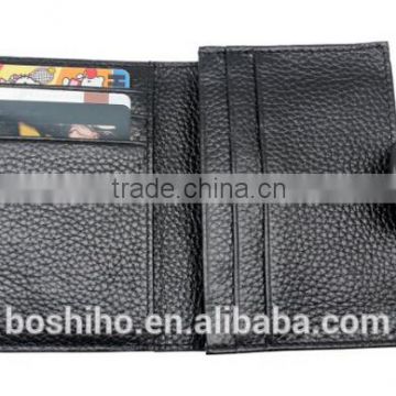 Hot Wholesale genuine lichee grain leather id business card holder with buckle