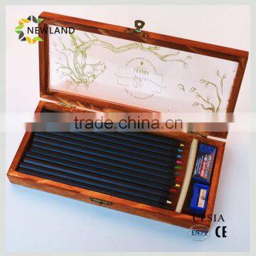 Artist 12/24 Black Wooden Color Pencil with Wooden Box