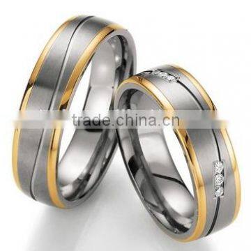 Men's and Women's Matte Light Weight grooves 18K yellow gold plated Titanium Promise Ring