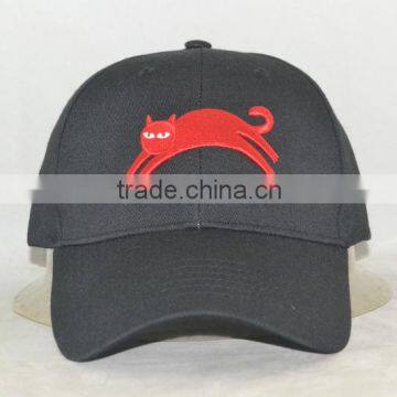 Guangzhou hat factory professional custom 6 panel / 100% cotton/black/red - embroidery logo/baseball cap