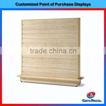2015 new product floor wooden slatwall shoe display rack