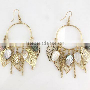 Latest design multis hollow leaf pendant earring