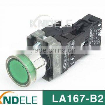 flat waterproof electrical push button switch with LED auto-lock,silver contact grade A LA167-B2-BZ