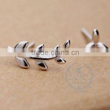 925 Sterling Solid Silver Leaf Branch Earring Stud Fashion Women Earring DIY Jewelry 6730605 photo-2