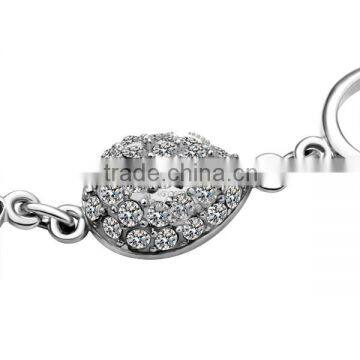 18KGP Platinum Plated Crystal Rhinestone Blue Austria Crystal Elements Women Drop Charm Bangle Bracelet Fashion Jewelry B001 photo-4