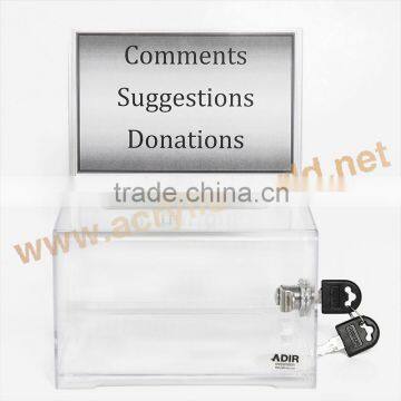 Acrylic Decorative Money Donation Box With Metal Chain