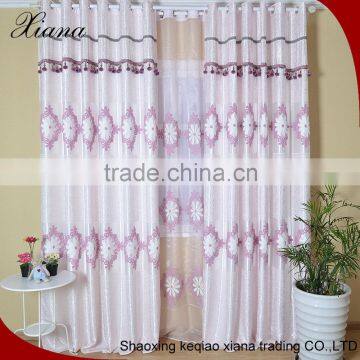 Hot selling Romantic pink embroidered fabric, Indian embroidered curtain fabric