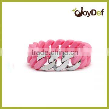 Baby pink silver silicon braclet