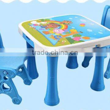 Popular Design Children's Plastic Furniture Kids Adjustable Study Writing Table and Chairs Set photo-3