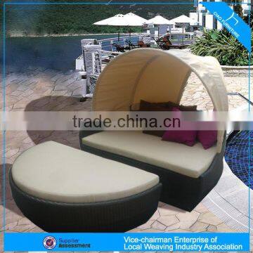 Лежак для отдыха из плетеного тростника для сада на открытом воздухе с навесом photo-3