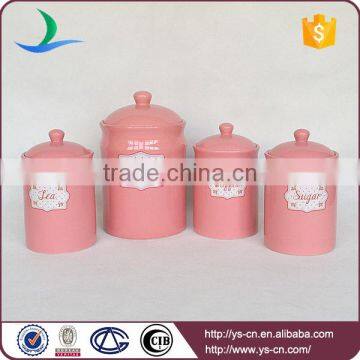 Wholesale ceramic biscuit tea sugar and coffe jars container sets