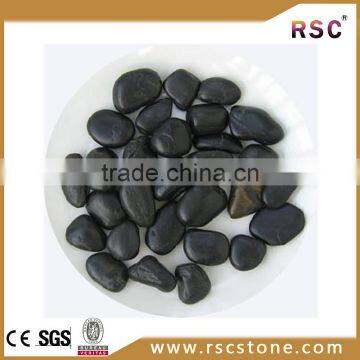 Black stones for landscaping , black polished pebble stone for gardening