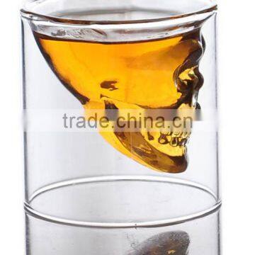 Skull Heat Resistant Glass Coffee Cup Personalized Skull Heads Hand Blown Double Wall Glass Cup photo-2