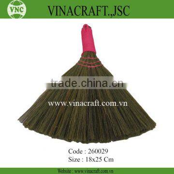 VIETNAM GRASS BROOM WITH RED PLASTIC HANDLE