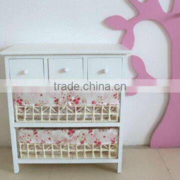 Wooden Home Furniture / Wood Storage Cabinets With Woven Baskets photo-6