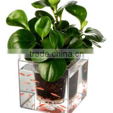 Crystal Cube Self-wating Clear Flower Pot Fish Tank