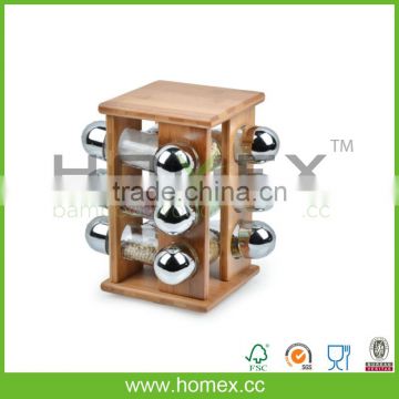 360 Good Rotatable Bamboo Spice Jar And Spice Rack/HOMEX-FSC,BSCI