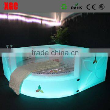 New design luxury Circle shape hotel bed heart shape bed with LED lighting