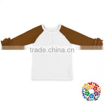 Kids Girls White T Shirts Blank Cotton Tops Long Sleeve Icing Raglan Shirts photo-3