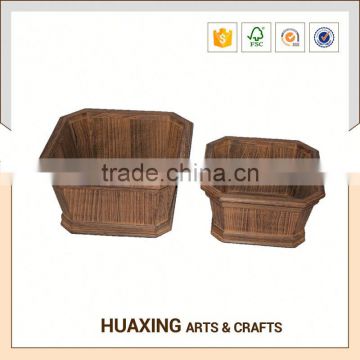 Custom chinese different shape wooden flower pot